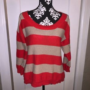 Old Navy Orange and Tan Striped Sweater Sz Large